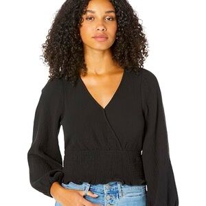 Madewell crinkled cotton balloon sleeves top